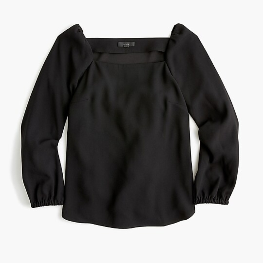 J. Crew Square-neck long-sleeve top in 365 crepe